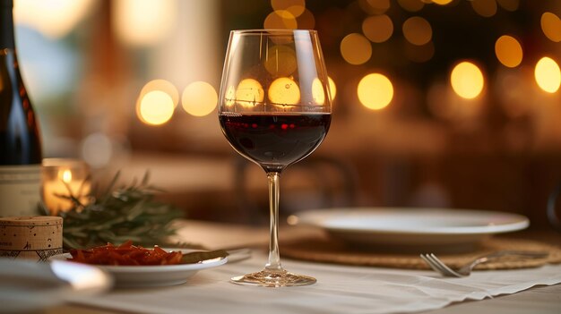 Esperienza di cena intima con vino rosso e luce di candela ambientale