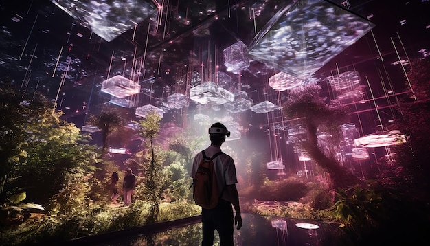 esperienza di realtà aumentata immersiva con greebles che arricchiscono le sovrapposizioni digitali