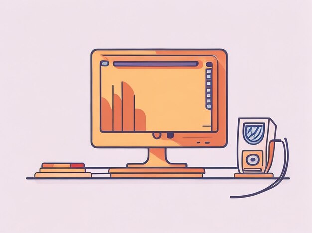 Esperienza tecnica senza soluzione di continuità Illustrazione vettoriale del monitor a linea sottile continua