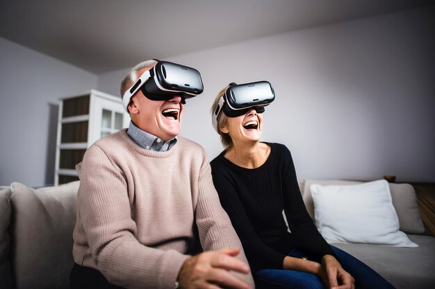 Esperienza VR domestica di una coppia senior