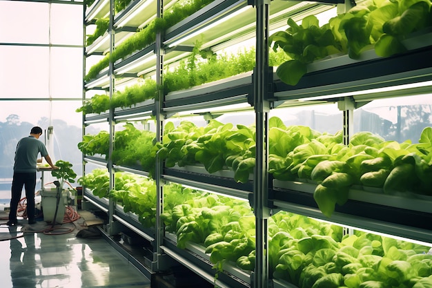 Esperimento per la coltivazione di verdure L'agricoltura verticale è un'agricoltura sostenibile per il cibo del futuro