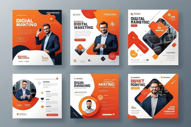 Esperto di marketing digitale vettoriale poster aziendale quadrato instagram social media post banner template jr