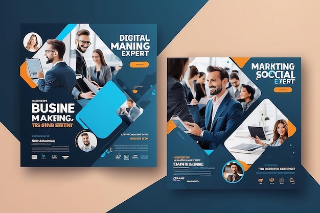 Esperto di marketing digitale vettoriale poster aziendale quadrato instagram social media post banner template jr