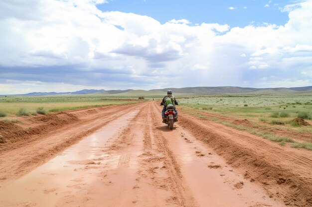 Esplorando il sentiero non asfaltato Dirt Road foto in bicicletta