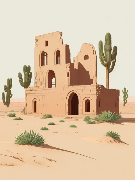 Esplorare i misteri di antiche rovine abbandonate in un paesaggio desertico