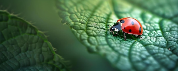 Esplorare il mondo intricato di una foglia A Ladybug39s CloseUp View Concept Nature Macro Photography Intricate Details CloseUp Shots Macro World Leaf Exploration
