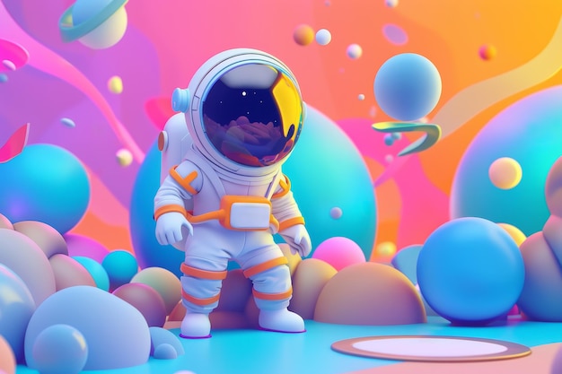 Esploratore spaziale di cartoni animati 3D colorati