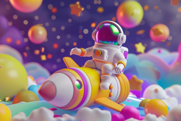 Esploratore spaziale di cartoni animati 3D colorati