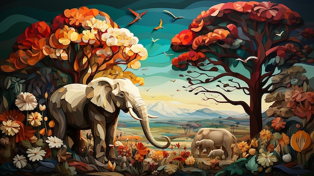 Esplorazione artistica della Giornata mondiale degli animali Affascinanti illustrazioni di orsi scimmie tigri leoni giraf