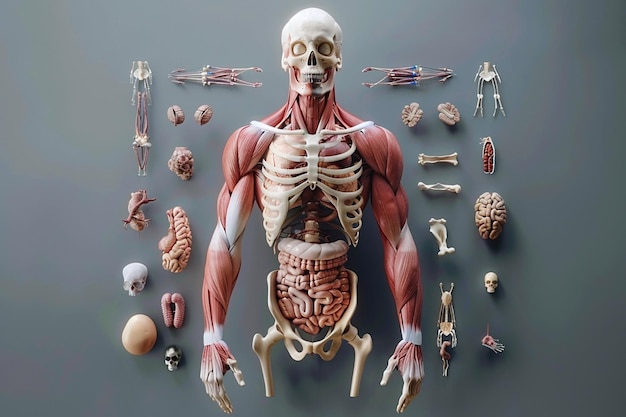 Esplorazione dell'anatomia umana Grafici dei muscoli, degli organi e della colonna vertebrale