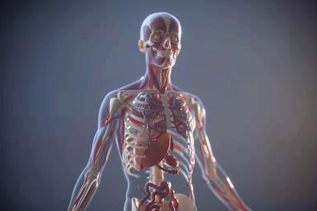 Esplorazione dell'anatomia umana Grafici dei muscoli, degli organi e della colonna vertebrale