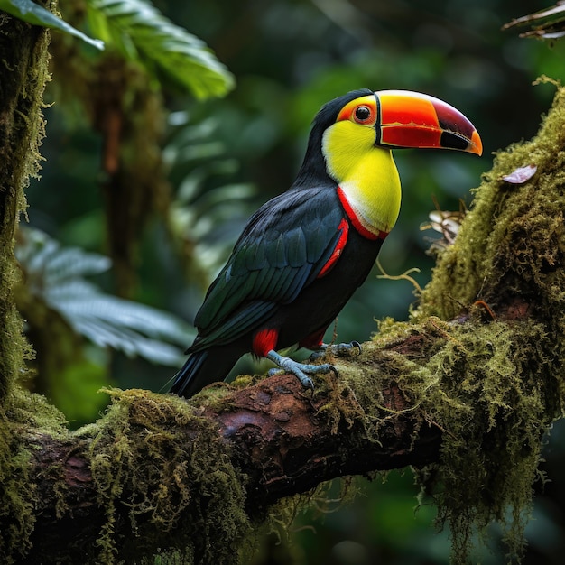 Esplorazione della foresta pluviale con diverse specie di uccelli