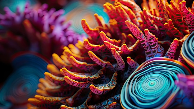 Esplorazione subacquea vibrante La bellezza dettagliata di una barriera corallina generata dall'IA