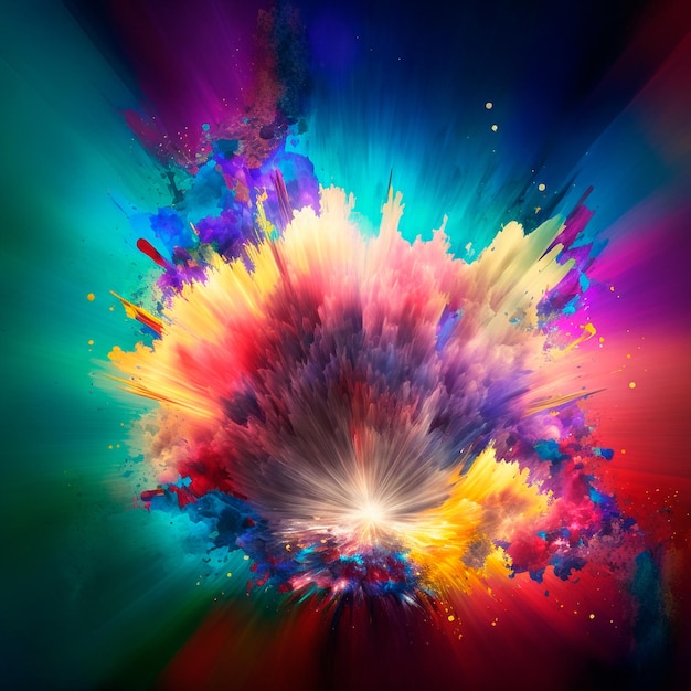 Esplosione astratta 3d di colori vivaci