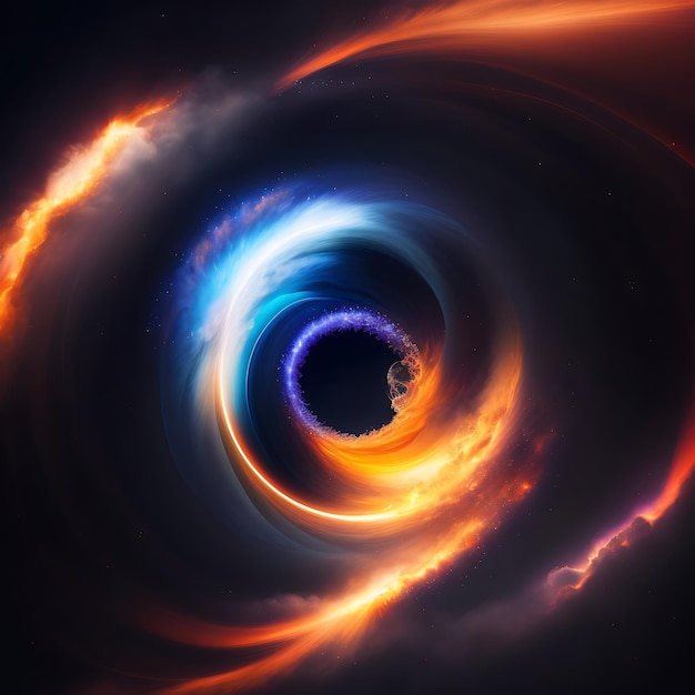 Esplosione astratta del buco nero nello spazio Occhio del ciclone nel cosmo Implosione dell'universo