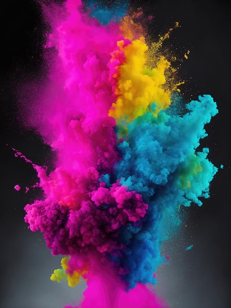 Esplosione astratta di vernice colorata AI Generato