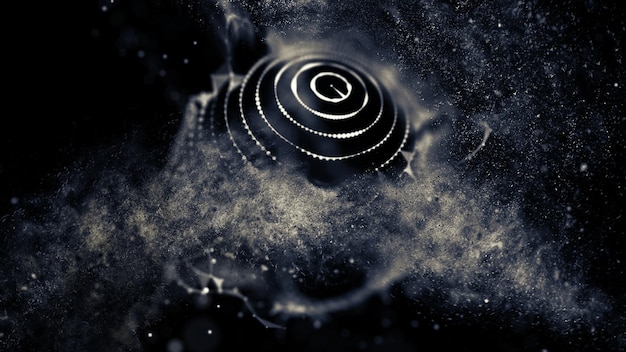 Esplosione della sfera tecnologica Globo di energia con rumore turbolento Illustrazione dello spazio