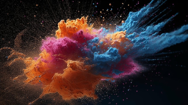 Esplosione di particelle astratte per il design della decorazione della celebrazione Illustrazione del design moderno Ai Sfondo della texture della polvere