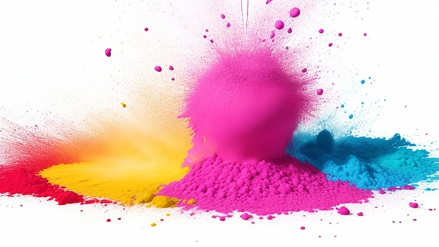 esplosione di polvere colorata mista arcobaleno isolata su sfondo bianco