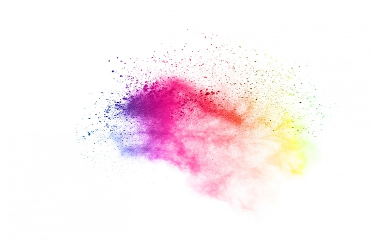 Foto esplosione di polvere colorata su sfondo bianco