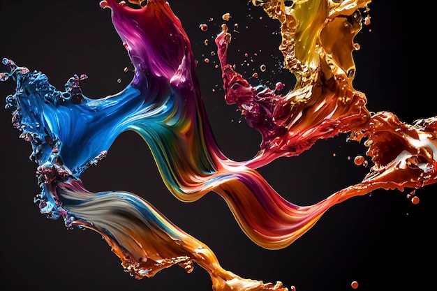 Esplosione di polvere colorata su sfondo nero ART CGI