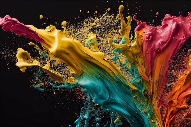 Esplosione di polvere colorata su sfondo nero ART CGI