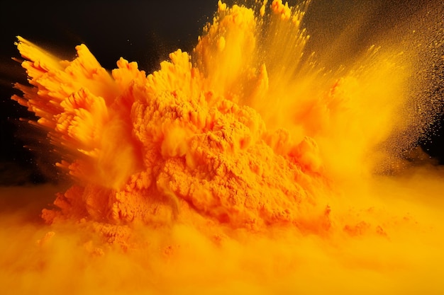 esplosione di polvere di colore della vernice holi giallo brillante arancione