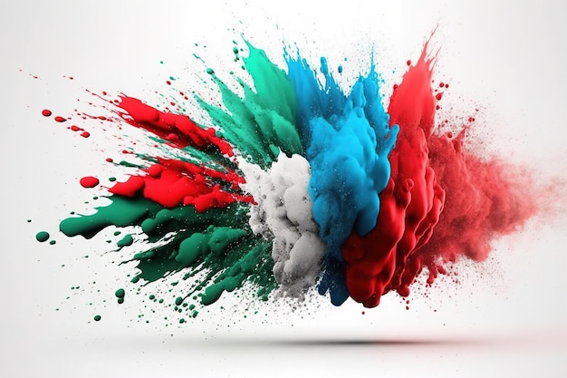 Esplosione di polvere di vernice colorata su sfondo studio isolato Generazione AI