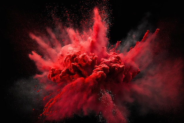 Esplosione di polvere rossa su sfondo nero