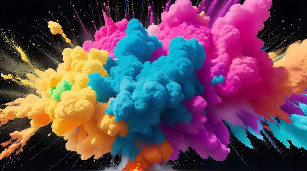 Esplosione di polvere secca colorata splatted sfondo immagine Ai