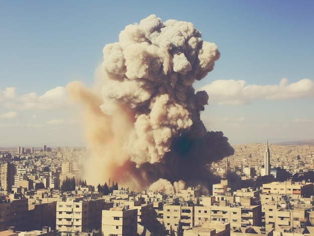 Esplosione di razzi nel concetto di guerra in Israele