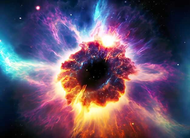 esplosione di supernova ad energia colorata nello spazio sfondo astratto