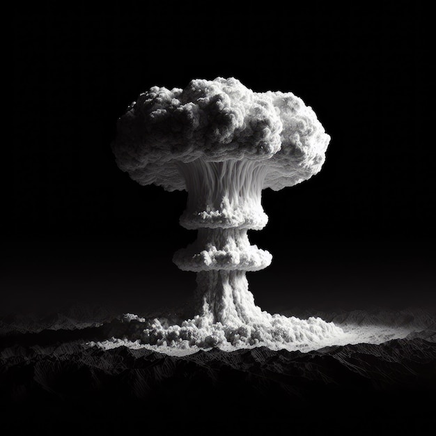 esplosione di una bomba nucleare una nuvola a forma di fungo su uno sfondo nero