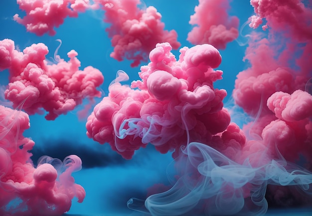 Esplosione di una nuvola di polvere di particelle di colore rosa su sfondo nero
