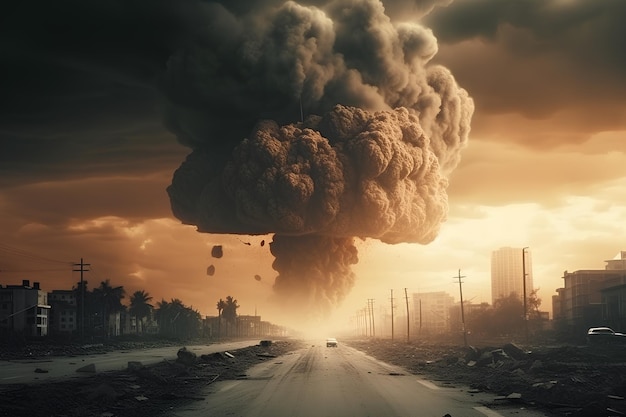Esplosione nucleare in città Attacco di guerra atomica Si è generata una catastrofe globale