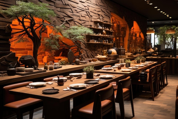 esporre lo stile di decorazione in mattoni nelle idee di ispirazione del ristorante giapponese