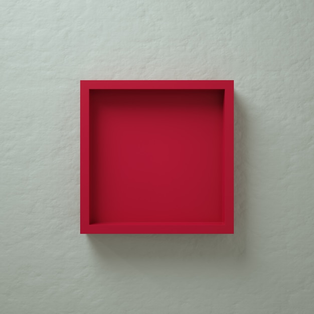 Espositore da parete con riquadro quadrato 3D rosso