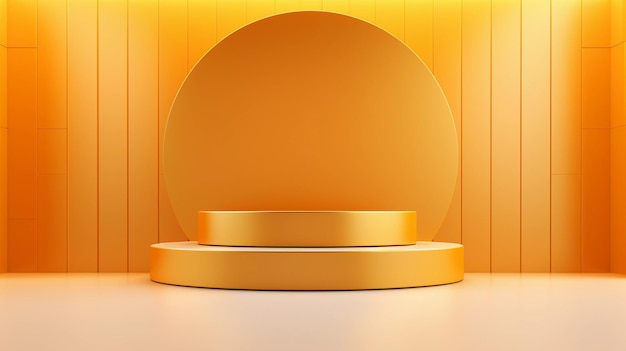 espositore da podio in oro 3D astratto minimalista per il marchio di prodotti di lusso e la presentazione di imballaggi