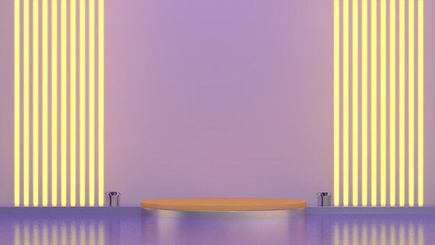 Esposizione del podio del prodotto al neon 3d