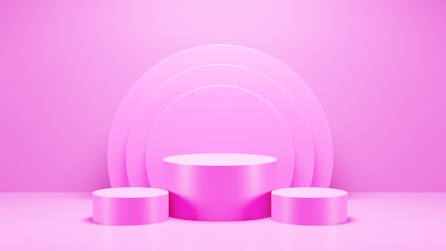 Esposizione del prodotto del podio del fondo 3d con colore rosa 10