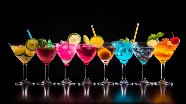 Esposizione isolata di cocktail colorati