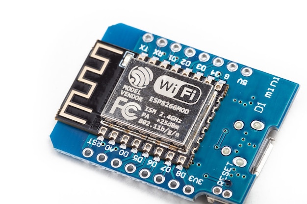 Espressif ESP 8266 MOD WiFi Bluetooth modul microchip iot dev single board microcontroller Satu objek pada detail putih close up tidak ada orang ESP 8266 makro closeup