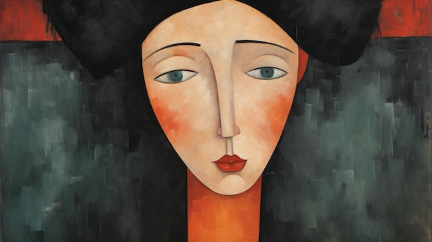 Espressionismo a testa in giù Un caratteristico ritratto di una donna con gli occhi rossi