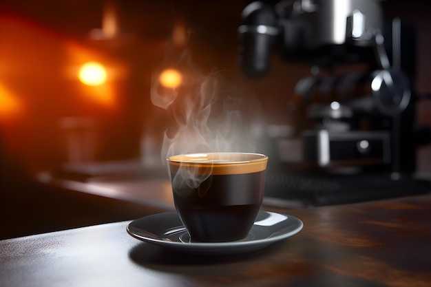 Espresso colpo concentrato su uno sfondo di caffè IA generativa