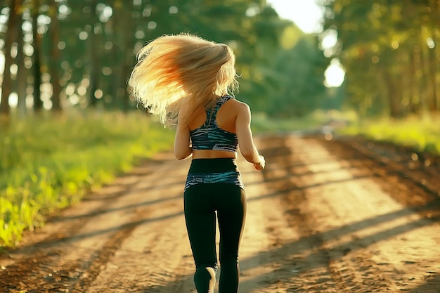 estate ragazza che corre natura / giovane adulto atletico ragazza snella jogging, natura, freschezza bellezza estate