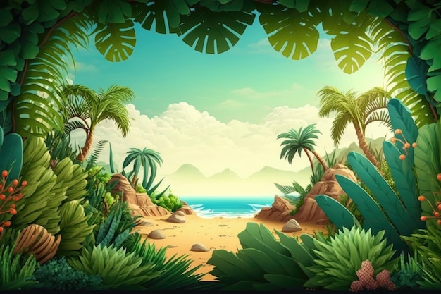 Estate sfondo tropicale illustrazione AI generativa