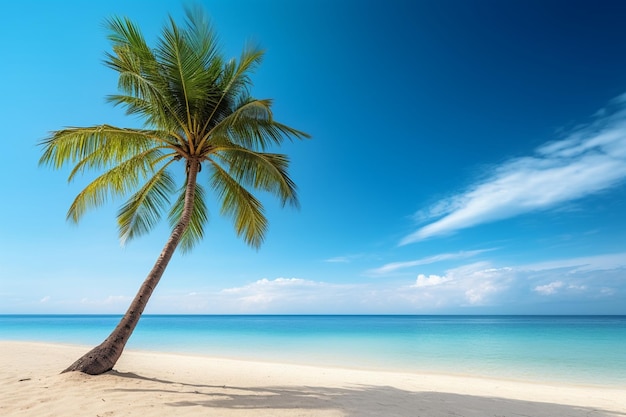 Estate spiaggia di sabbia con palme da cocco in una giornata limpida