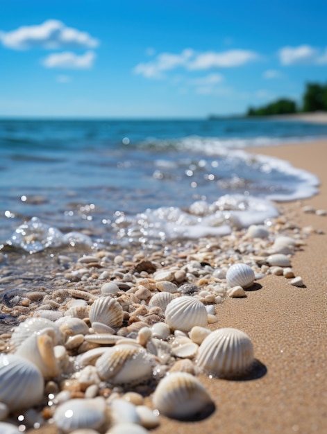 Estate tropicale spiaggia di sabbia e luce del sole bokeh sullo sfondo del mare IA generativa