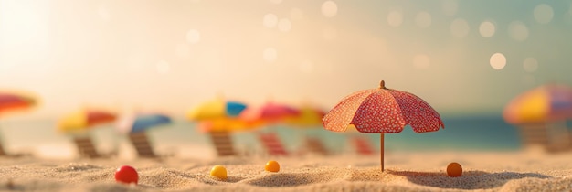 Estate tropicale spiaggia di sabbia e luce del sole bokeh sullo sfondo del mare IA generativa