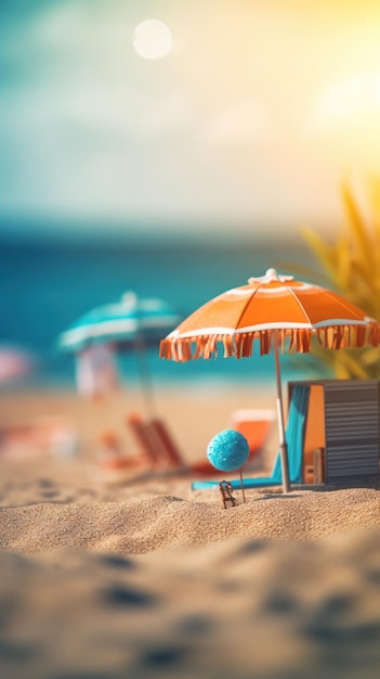 Estate tropicale spiaggia di sabbia e luce del sole bokeh sullo sfondo del mare IA generativa